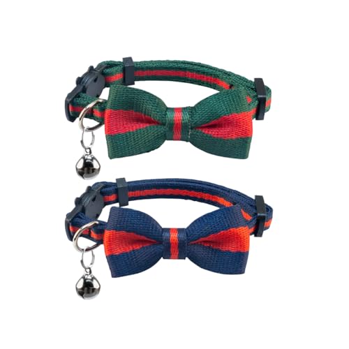SuperBuddy Katzenhalsband mit niedlicher Schleife, Glocke, 2 Stück, kariert, mit abnehmbarer Fliege, Katzenhalsband für Katzen, Kätzchen SuperBuddy Katzenhalsband mit niedlicher Schleife, Glocke, 2 Stück, kariert, mit abnehmbarer Fliege, Katzenhalsband für Katzen, Kätzchen von SuperBuddy