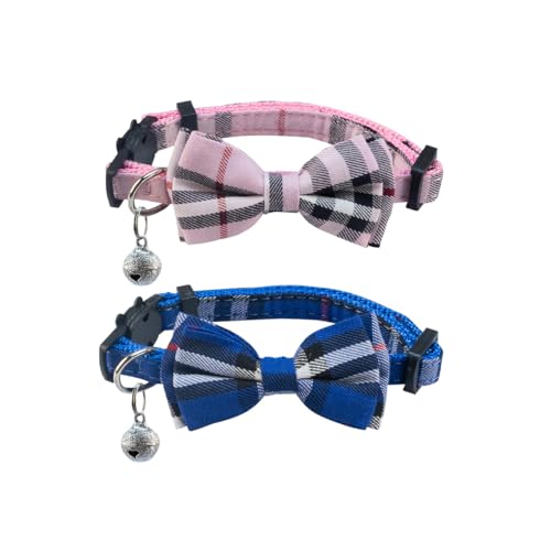 SuperBuddy Katzenhalsband mit niedlicher Schleife, Glocke, 2 Stück, kariert, mit abnehmbarer Fliege, Katzenhalsband für Katzen, Kätzchen SuperBuddy Katzenhalsband mit niedlicher Schleife, Glocke, 2 Stück, kariert, mit abnehmbarer Fliege, Katzenhalsband für Katzen, Kätzchen von SuperBuddy