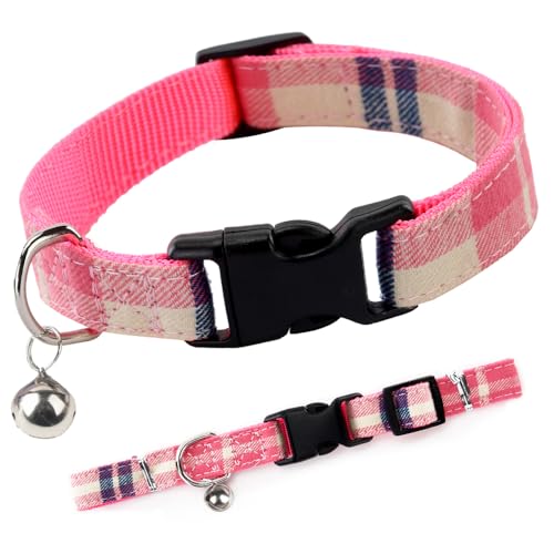 SuperBuddy Premium Plaid Hundehalsband, verstellbare Hundehalsbänder mit Schnellverschluss-Schnalle, weiches, bequemes Hundehalsband für große Hunde, Rosa von SuperBuddy