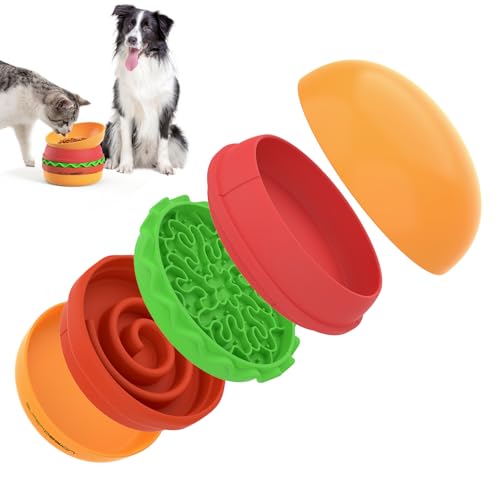 5-in-1-Katzennäpfen-Set, 15,5 cm, niedlich, bunt, Hamburger-Form, stapelbar für einfache Lagerung und Reisen, erhöhte Näpfe für Futter und Wasser, Haustiernäpfe geeignet für Katzen und kleine Hunde von SuperDesign