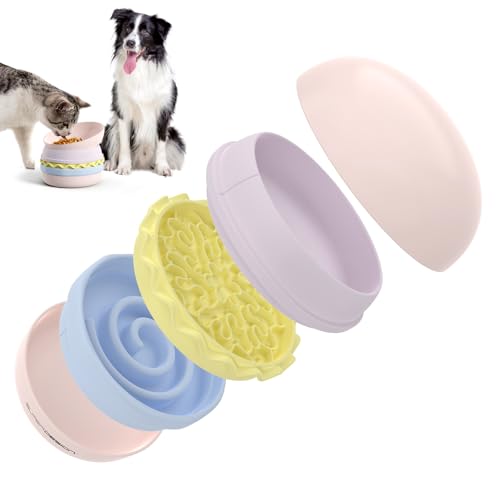 5-in-1-Katzennäpfen-Set, 15,5 cm, niedlich, bunt, Hamburgerform, stapelbar für einfache Lagerung und Reisen, erhöhte Schalen für Futter und Wasser, Haustiernäpfe geeignet für Katzen und kleine Hunde von SuperDesign