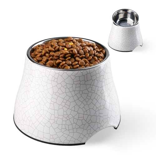 Erhöhte Hundenäpfe mit Edelstahlnapf, Prävention von Wirbelsäulenerkrankungen Hundenapf Rutschfest und Hohe Kapazität Pet Bowls Crackle Design S/1 Tasse von SuperDesign