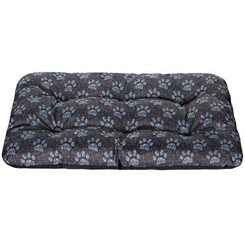 SuperKissen24. Hundebett Hundekissen Hundematratze Tierbett für Kleine, Mittlere und Grosse Hunde - Wasserdicht, Waschbar - Größe L - Schwarz und Grau - Pfoten aus flachs von SuperKissen24.