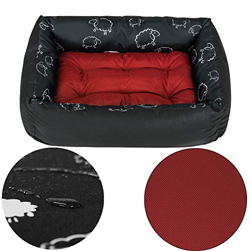 SuperKissen24. Hundebett Hundekorb Hundesofa Tierbett für Kleine, Mittlere und Grosse Hunde - Waschbar - Größe L - Bordeauxrot - Schaf von SuperKissen24.