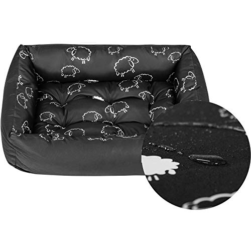 SuperKissen24. Hundebett Hundekorb Hundesofa Tierbett für Kleine, Mittlere und Grosse Hunde - Waschbar - Größe L - Schwarz und Grau - Schaf von SuperKissen24.