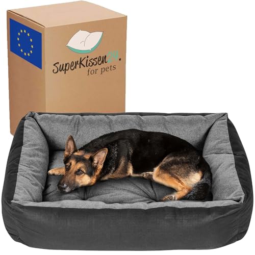 SuperKissen24. Hundebett Hundekorb Hundesofa Tierbett für Kleine, Mittlere und Grosse Hunde - Waschbar - Größe XL - Schwarz und Grau - Flachs SuperKissen24. Hundebett Hundekorb Hundesofa Tierbett für Kleine, Mittlere und Grosse Hunde - Waschbar - Größe XL - Schwarz und Grau - Flachs von SuperKissen24.