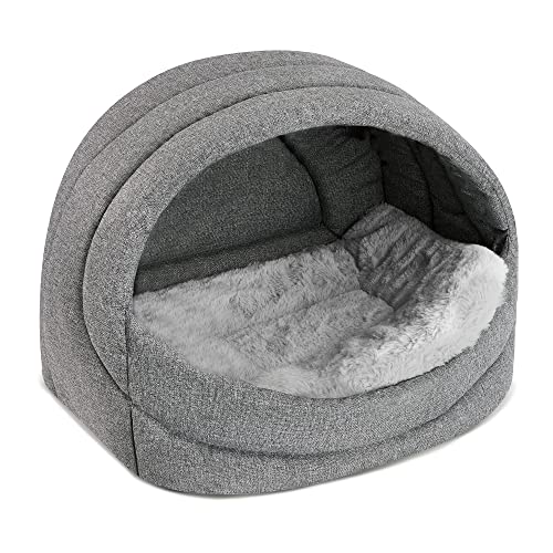 SuperKissen24. Hundehütte Indoor - Hundebett - Hundebox für Kleine Mittlere und Große Hunde und Katzen - Wasserdicht Hundehöhle - Katzenhöhle - 41x30x31 cm - Flachs Grau von SuperKissen24.