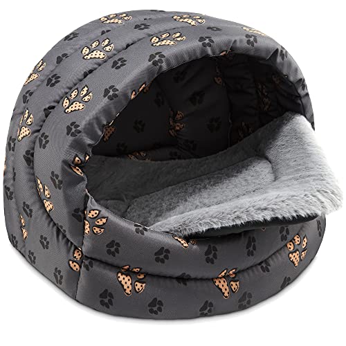 SuperKissen24. Hundehütte Indoor - Hundebett - Hundebox für Kleine Mittlere und Große Hunde und Katzen - Wasserdicht Hundehöhle - Katzenhöhle - 41x30x31 cm - Pfoten Grau SuperKissen24. Hundehütte Indoor - Hundebett - Hundebox für Kleine Mittlere und Große Hunde und Katzen - Wasserdicht Hundehöhle - Katzenhöhle - 41x30x31 cm - Pfoten Grau von SuperKissen24.