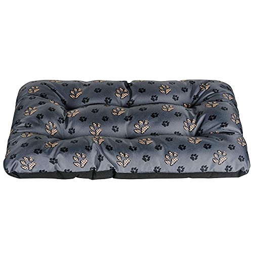 SuperKissen24. Hundebett Hundekissen Hundematratze Tierbett für Kleine, Mittlere und Grosse Hunde - Wasserdicht, Waschbar - Größe M - Schwarz und Grau - Pfoten von SuperKissen24.