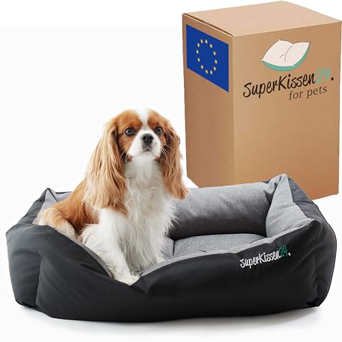 SuperKissen24. Hundebett Hundekorb Hundesofa Tierbett für Kleine, Mittlere und Grosse Hunde - Waschbar - Größe M - Schwarz und Grau- Flachs von SuperKissen24.