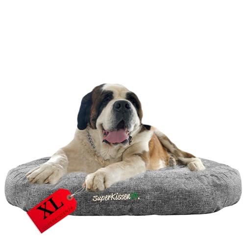 SuperKissen24. Hundebett für Größe Hunde - wasserdichtes Hundekissen - Hundekörbchen aus kratzfestem Material - antiallergisch und rutschfest - Hundebett XL 120 cm x 20 cm Grau von SuperKissen24.