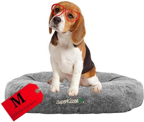 SuperKissen24. Hundebett für mittelgroße Hunde - wasserdichtes Katzenbett - Hundekörbchen aus kratzfestem Material - antiallergisch und rutschfest - Hundebett M 60 cm x 14 cm Grau von SuperKissen24.