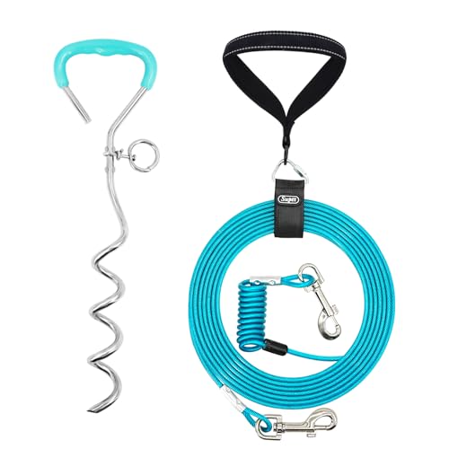 Stoßabsorbierendes Hunde-Auslaufkabel und Pfahl für Hinterhof, Camping, Reisen, für Hunde bis zu 113 kg, langlebig, 90 cm Stoßabsorbierendes Hunde-Auslaufkabel und Pfahl für Hinterhof, Camping, Reisen, für Hunde bis zu 113 kg, langlebig, 90 cm von Supet