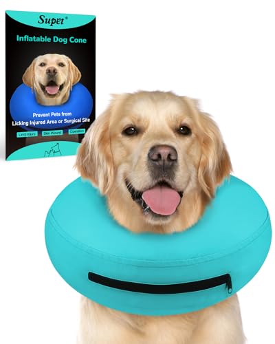 Supet Aufblasbares Hundehalsband, Alternative nach Operationen, Hundehals-Donut-Halsband, Erholung, E-Halsband, um das Lecken zu stoppen, weicher Hundekegel für mittelgroße und große Hunde von Supet