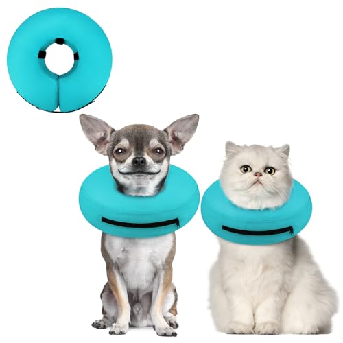 Supet Aufblasbares Hundekegel-Halsband Alternative nach Operationen, Hundehals-Donut-Halsband, aufblasbar, 03-Grün-XS von Supet