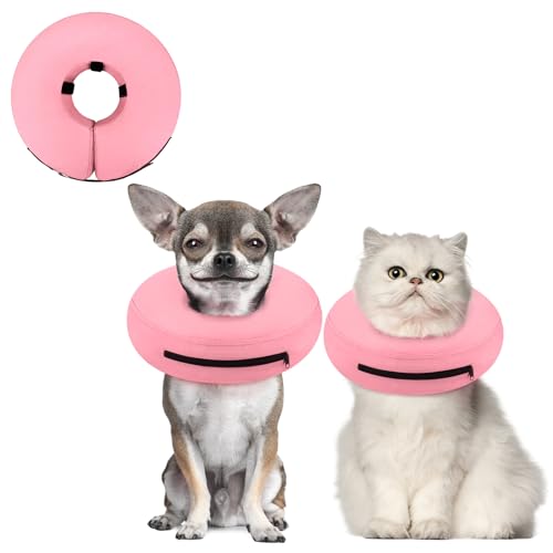 Supet Aufblasbares Hundekegel-Halsband Alternative nach Operationen, Hundehals-Donut-Halsband, aufblasbar, 03-Pink-XS von Supet