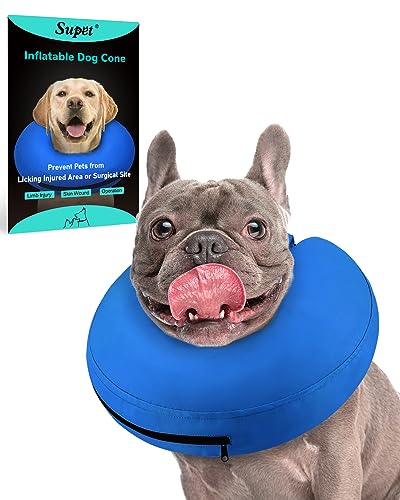 Supet Aufblasbares Hundekegelhalsband Alternative nach Operationen, Hundehals Donut Halsband Erholung E Halsband zum Stoppen des Leckens, weicher Hundekegel für kleine, mittelgroße und große Hunde von Supet