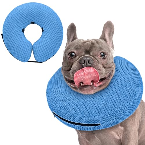 Supet Aufblasbares Hundekegelhalsband für Hunde, um das Lecken aufzuhören, Donut-Halsband nach Operationen, weicher Haustierkegel für kleine, mittelgroße und große Hunde, Blau 02 XS von Supet