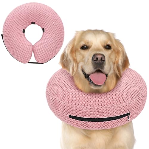 Supet Aufblasbares Hundekegelhalsband für Hunde, um das Lecken aufzuhören, Donut-Halsband nach Operationen, weicher Haustierkegel für kleine, mittelgroße und große Hunde, Rosa 02 XL Supet Aufblasbares Hundekegelhalsband für Hunde, um das Lecken aufzuhören, Donut-Halsband nach Operationen, weicher Haustierkegel für kleine, mittelgroße und große Hunde, Rosa 02 XL von Supet