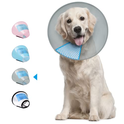 Supet Halsband für Haustiere Schutzhalsband Kegelhalsbänder aus Kunststoff Spezialschutz für Katzen kleine Hunde (Grau L) von Supet