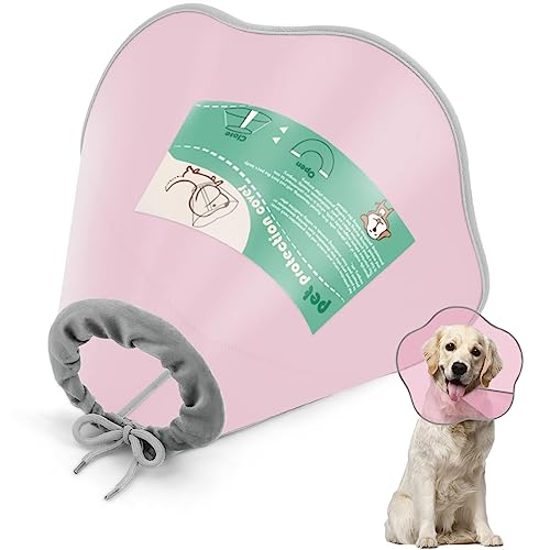 Supet Halskrause für Hunde & Katzen,Leckschutz Hund Schutzkragen Hund, Halskragen Halskrause für Hund Katze (Pink XXL) von Supet
