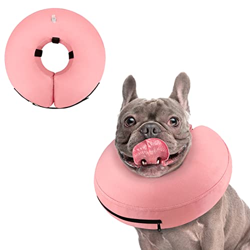 Supet Halskrause Hund,Leckschutz für Schutzkragen Hunde,Weich Kragen Hunde Nach op,Aufblasbare Halskrause Fuer Hunde Pink S von Supet