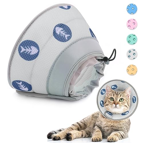 Supet Halskrause Katze,Einstellbarer Halskrause Katze Halsband,Wiederherstellung Halsband Weich Kragen Cone Nach Operation und Verletzungen für Welpen, Kleine Hunde und Katzen (Grau,M) von Supet