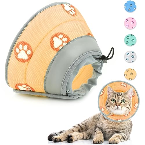 Supet Halskrause Katze,Einstellbarer Halskrause Katze Halsband,Wiederherstellung Halsband Weich Kragen Cone Nach Operation und Verletzungen für Welpen, Kleine Hunde und Katzen (Orange,M) von Supet