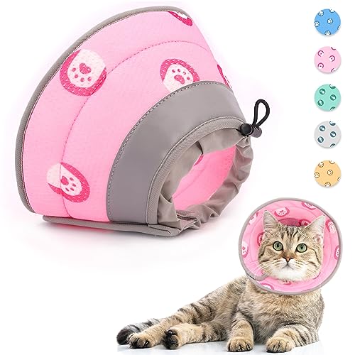 Supet Halskrause Katze,Einstellbarer Halskrause Katze Halsband,Wiederherstellung Halsband Weich Kragen Cone Nach Operation und Verletzungen für Welpen, Kleine Hunde und Katzen (Pink,S) von Supet