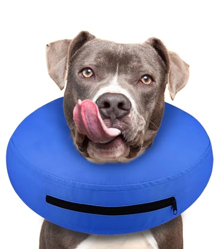 Supet Hundekegel nach Operationen, schützendes, aufblasbares Hundehalsband, Haustier-Erholungshalsband, weicher Haustierkegel für kleine, XL (Hals: 48.3 cm,63.5 cm)) von Supet