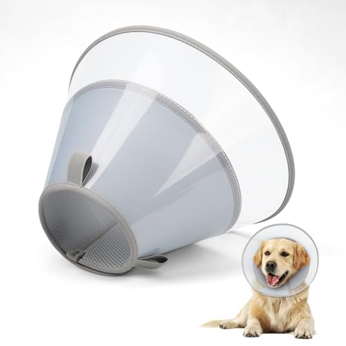 Supet Hundekegelhalsband mit weichem Polster, transparentes Elizabeth-Genesungshalsband für Hunde, um das Lecken nach Operationen, Kastration und Verletzungen zu stoppen(Grey-2XL) von Supet
