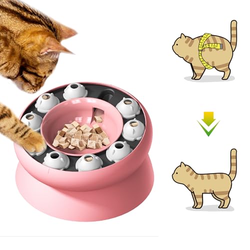 Supet Katzen-Puzzle-Spielzeug, erhöhter Futternapf, geneigtes Design für Katzen für interaktiven Leckerli-Spender im Innenbereich von Supet