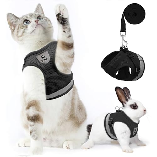Supet Katzengeschirr und Leine, weiches Netzgewebe, verstellbares Katzengeschirr mit reflektierendem Gurt, für Spaziergänge mit Katze und Welpen, Kaninchen von Supet