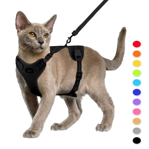Supet Katzengeschirr und Leine Set Fluchtsicheres Kätzchengeschirr Verstellbares Katzenwestengeschirr mit Reflexstreifen Universelle Katzenleine und -Geschirr für Katzen/Welpen schwarz Supet Katzengeschirr und Leine Set Fluchtsicheres Kätzchengeschirr Verstellbares Katzenwestengeschirr mit Reflexstreifen Universelle Katzenleine und -Geschirr für Katzen/Welpen schwarz von Supet