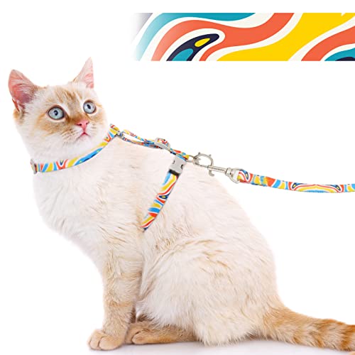 Supet katzengeschirr mit leine ausbruchsicher, Verstellbares Katzengeschirr für große und kleine Katzen, leicht Kätzchengeschirr kitten, Katze Leine und Geschirr Set für Walking (Sanfter Regenbogen S) Supet katzengeschirr mit leine ausbruchsicher, Verstellbares Katzengeschirr für große und kleine Katzen, leicht Kätzchengeschirr kitten, Katze Leine und Geschirr Set für Walking (Sanfter Regenbogen S) von Supet