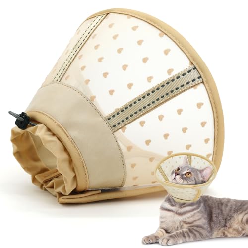Supet weicher Katzenkegel-Halskragen,Luftgewebe-Katzen-Erholungskegel nach Operation um Lecken zu verhindern, einstellbar, atmungsaktiver Katzenhalskegel als Alternative für kleine Kätzchen und Katzen von Supet