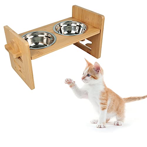 Hundenäpfe mit 2X 1,8L Näpfen, Hundenapf erhöht für Katzen, Edelstahl, Höhenverstellbar, rutschfest Futternapf Hund (Trinken, 40x18x19.5cm) von Supfine