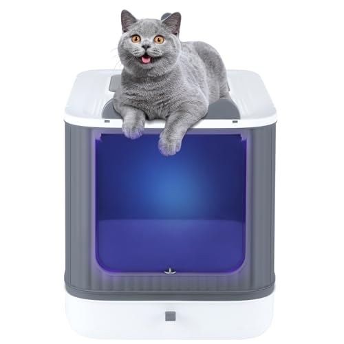 Katzentoilette, geschlossene Katzentoilette mit UV-Licht, herausnehmbares Bodenfach für eine einfache Reinigung, Schaufel im Lieferumfang enthalten (44,5 x 36,5 x 34,5 cm, UV-Weiß) von Supfine