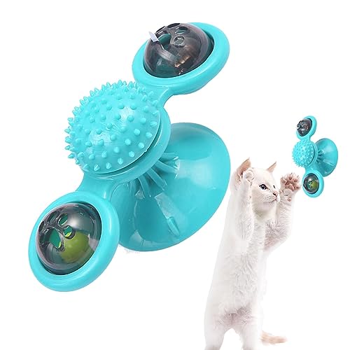 Suphyee Windmühlen-Katzenspielzeug, Sich drehendes Katzenspielzeug - Interaktives Kratzspielzeug für Katzen,Interaktives Katzenspielzeug mit Saugnapfbasis für Katzen, Kätzchen, Spielen, Training von Suphyee