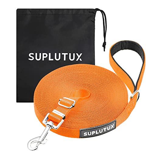 SuplutuX Schleppleine 5m für Hunde mit Aufbewahrungsbeutel, Robuste Hundeleine für Große Hunde und Kleine Hunde, Trainingsleine mit D-Karabiner und Griffpolster (Orange) von SuplutuX