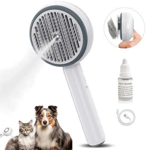 Katzenbürste mit Dampf, 3-in-1 Dampfbürste Katze, Bürste Katze mit Selbstreinigend Einem Knopf mit Wassertank und Spray, Anti Statische Elektrizität und Verknoten Steamy Brush für Katzen Hunde, Weiß Katzenbürste mit Dampf, 3-in-1 Dampfbürste Katze, Bürste Katze mit Selbstreinigend Einem Knopf mit Wassertank und Spray, Anti Statische Elektrizität und Verknoten Steamy Brush für Katzen Hunde, Weiß von Supore