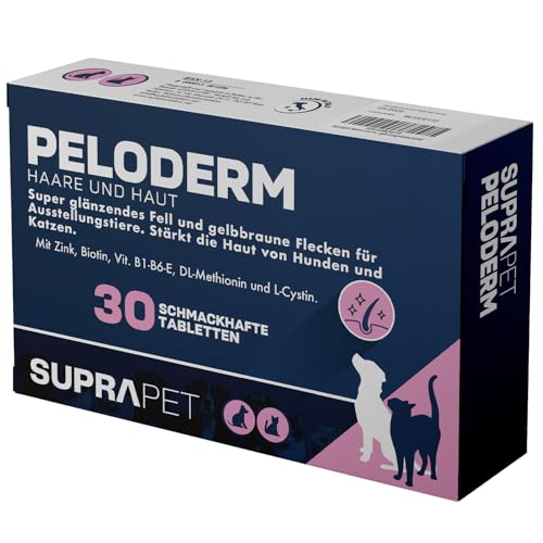 Suprapet Peloderm für Hunde und Katzen 30 Tabletten auf Basis von Biotin, Zink, Vitamin B, Methionin und Cystin für Wohlbefinden und Glanz der Haare | Ergänzungsfuttermittel Suprapet Peloderm für Hunde und Katzen 30 Tabletten auf Basis von Biotin, Zink, Vitamin B, Methionin und Cystin für Wohlbefinden und Glanz der Haare | Ergänzungsfuttermittel von Suprapet