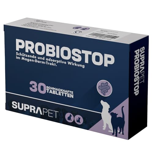 Suprapet Probiostop Hunde- und Katzenprobiotika für die Bakterienflora des Darms 30 Tabletten - Natürliches Ergänzungsfuttermittel mit Johannisbrotmehl, Inulin, Pektin, Hefe, MOS und Baobab von Suprapet