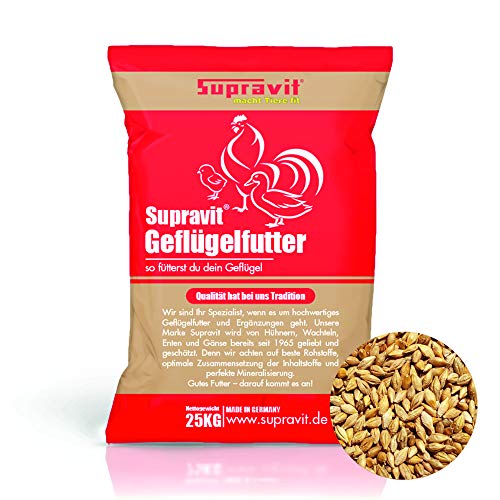 Supravit Braugerste 25kg - Ergänzungsfutter für Hühner und Tauben - energiereiches Zusatzfutter liefert wertvolle Kohlenhydrate - leicht verdaulich und gut verträglich von Supravit