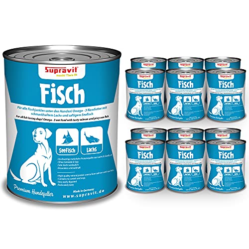 Supravit Nassfutter für Hunde I wohltuendes Hundefutter nass Fisch & Lachs I 12 x 410g Dosen I Hunde Nassfutter getreidefrei & ohne Soja I schmackhafte Delikatesse für den Hund Supravit Nassfutter für Hunde I wohltuendes Hundefutter nass Fisch & Lachs I 12 x 410g Dosen I Hunde Nassfutter getreidefrei & ohne Soja I schmackhafte Delikatesse für den Hund von Supravit