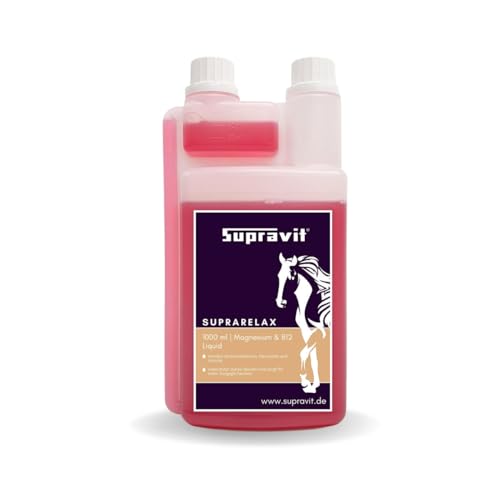 Supravit SupraRelax - Flüssiges Magnesium mit B12 Vitamin für Pferde I 1l Dosierflasche - unterstützt das Wohlbefinden bei deinem Pferd - Zur Förderung von Entspannung und Stressreduktion bei Pferden von Supravit