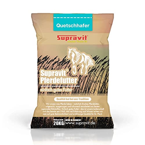 Supravit 20kg Hafer gequetscht | frischer Walzhafer | Energie & Kraftfutter Pferd & Pony I leicht verdaulich & gut verträglich I Wird erst gewalzt kurz vor Versand von Supravit