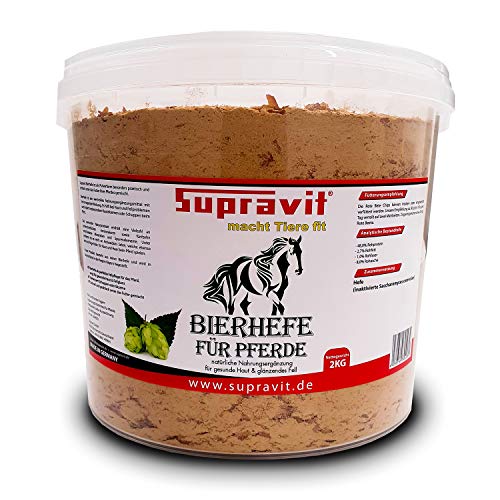 SUPRAVIT Bierhefe - 2kg Eimer – Ergänzungsfutter für Pferde - 100% Natur für glänzendes Fell & gesunde Haut - unterstützt die Verdauung von Supravit
