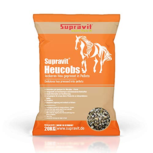 SUPRAVIT Heucobs für Pferde staubfrei | 20kg Pferdefutter | leckeres Heu gepresst in Pellets | gut geeignet für Allergiker | Auch ohne Einweichen zu verfüttern von Supravit