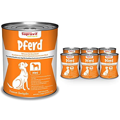 Supravit I Nassfutter mit Pferd für Hunde I hoher Fleischanteil I Set 6 x 820g schmackhaftes Nassfutter Hund I Hundefutter getreidefrei I gut verträglich & leicht verdaulich von Supravit